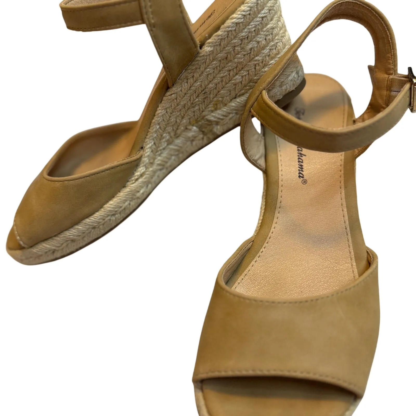 Tommy Bahama Caisy Women Tan Espadrille Wedge Sandals Ankle Strap Open Toe 6.5 - Image 5