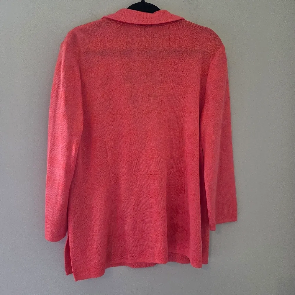 Misook Bright Peach Sweater Jacket - Image 6