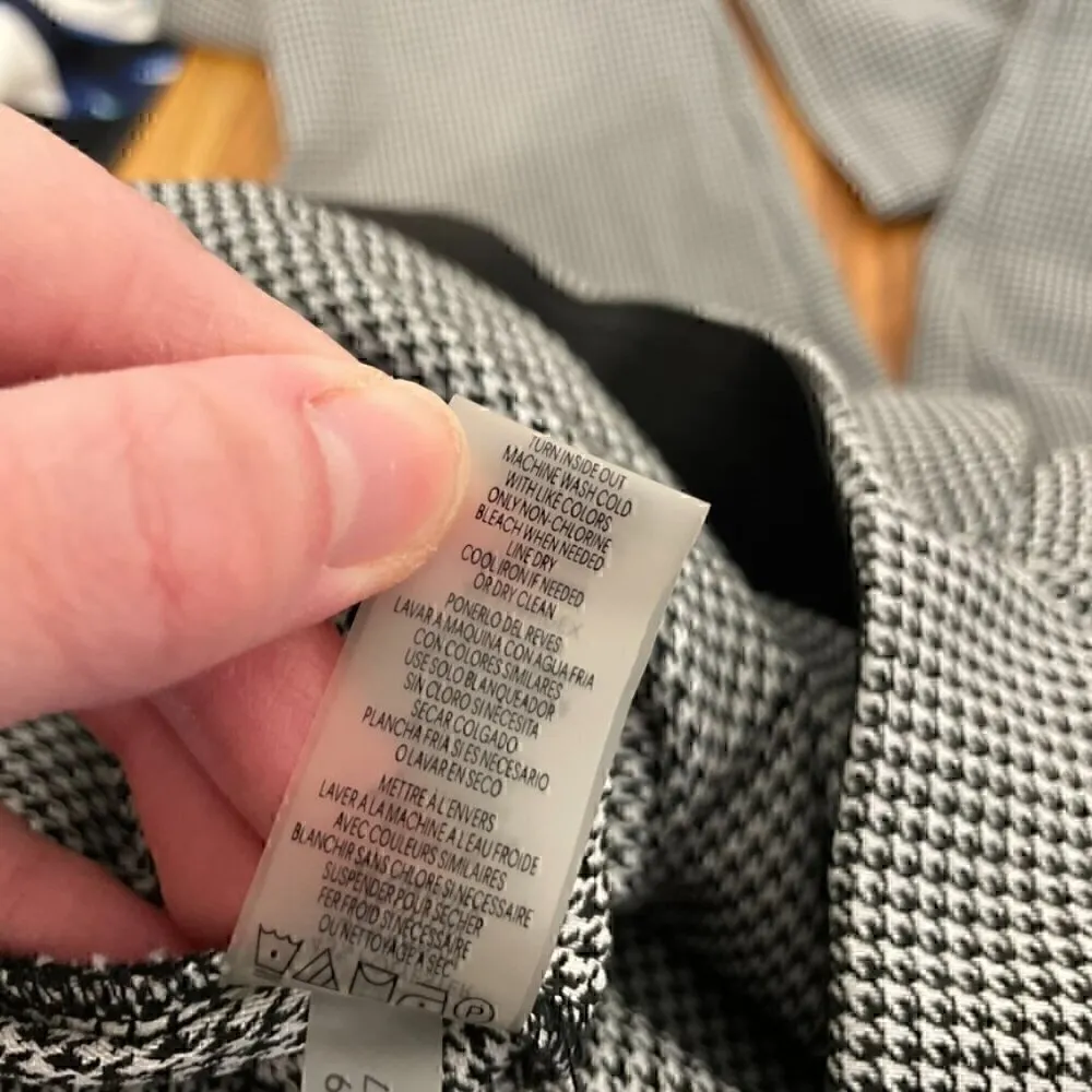 CALVIN KLEIN White Black Houndstooth Pull On Elastic Cropped ? Tapered Leg Pants - Image 9