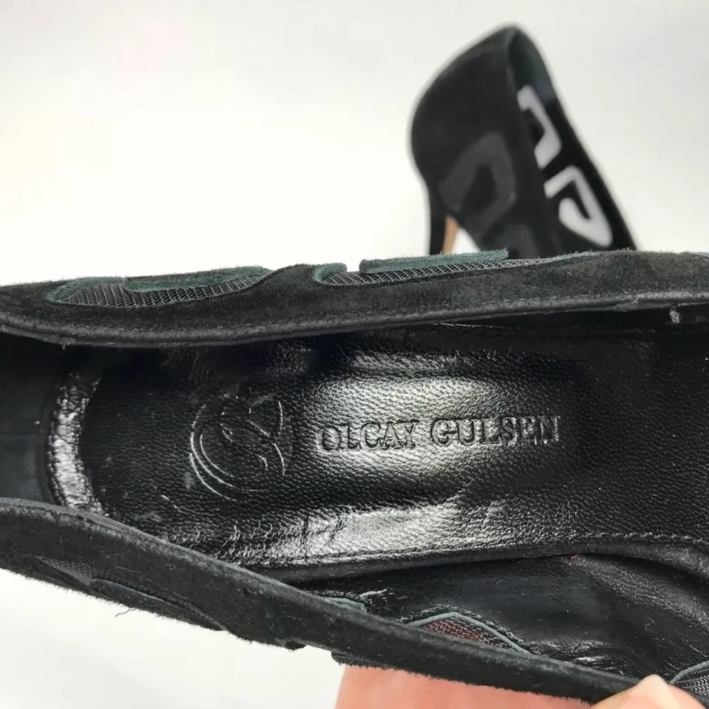 🎯Olcay Gulsen Black Platform Mesh Designer Heels Pumps 37 Size 7 - Image 6