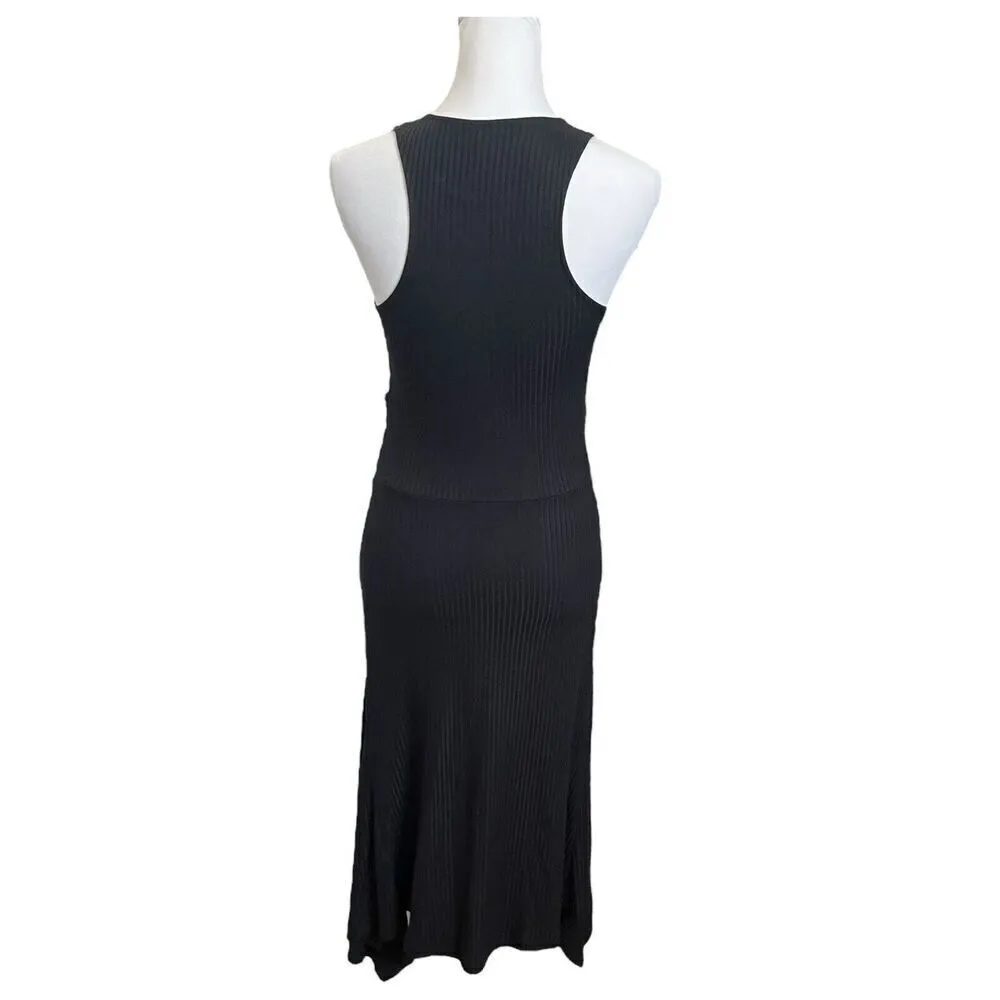 Anthropologie Kingsolver Ribbed Tank Midi Dress Black Twist Waist Women’s Size S - Image 8