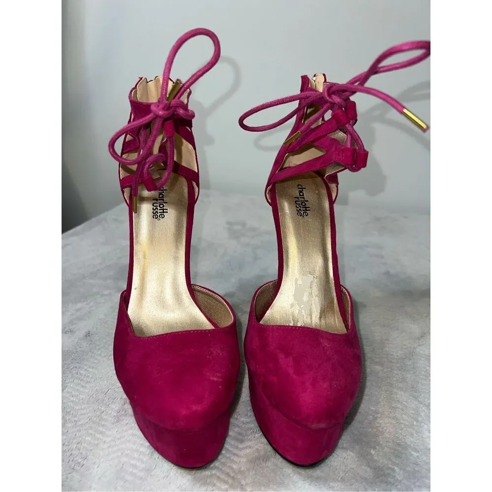 Women’s Platform Magenta Pink Strappy Heels 9 - Image 2