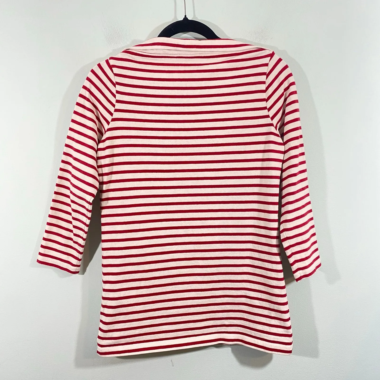 Burberry Brit Women Red & Cream Striped Boat Neck Quarter Sleeve Top Size S - Image 9