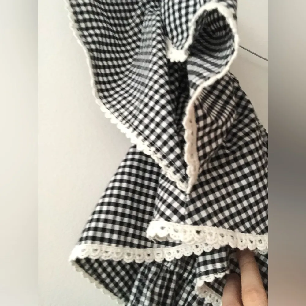 MISA Los Angeles Gingham Belu Off Shoulder Dress in Black White Gingham Medium - Image 8