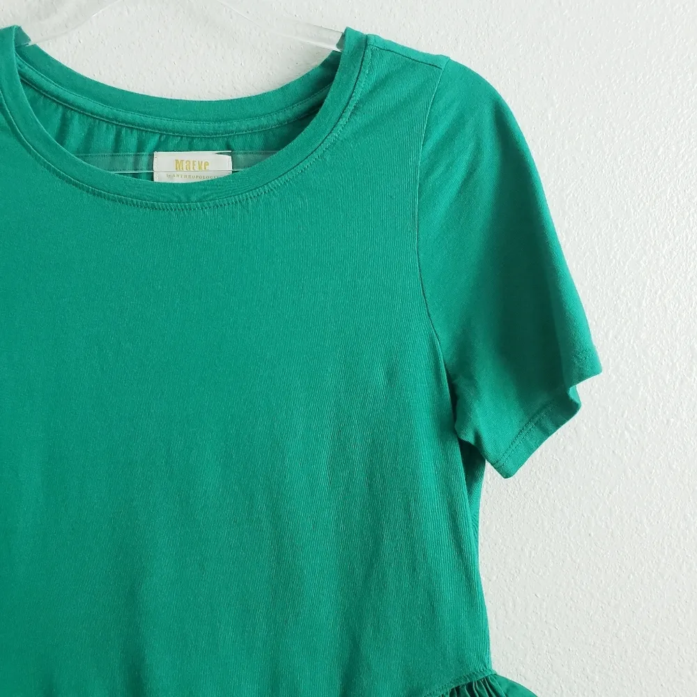 Anthropologie Mauve Ruffle Hem Short Sleeve Top - Image 4