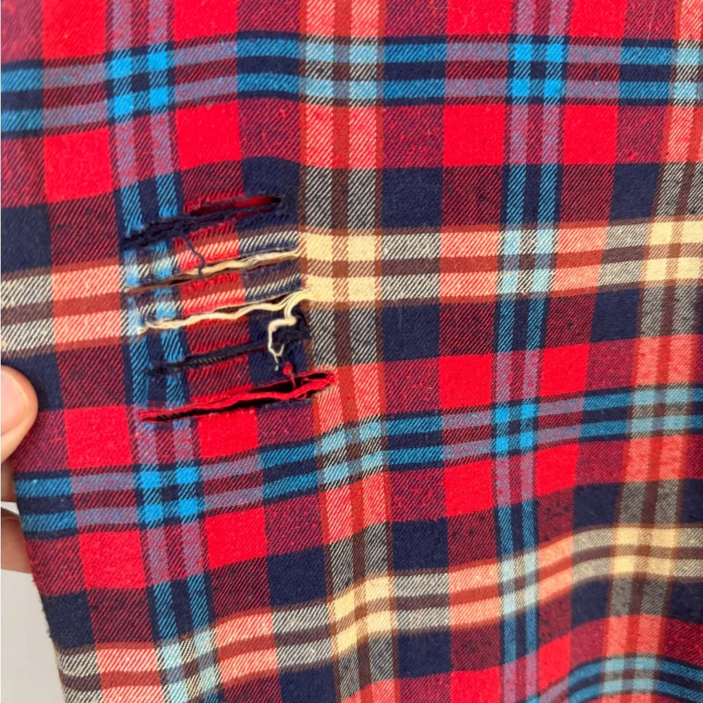 Dance & Marvel Red Plaid Distressed Destroyed Flannel Tunic Dress Jacket Small - Image 8