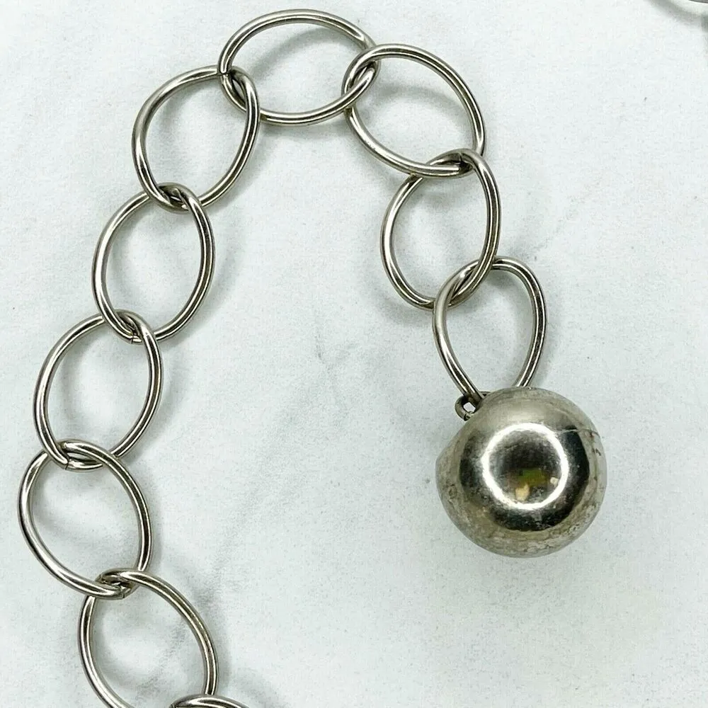 Silver Tone Simple Ball Charm Metal Chain Link Belt Extra Small/Small (XS/S) ✨ - Image 2