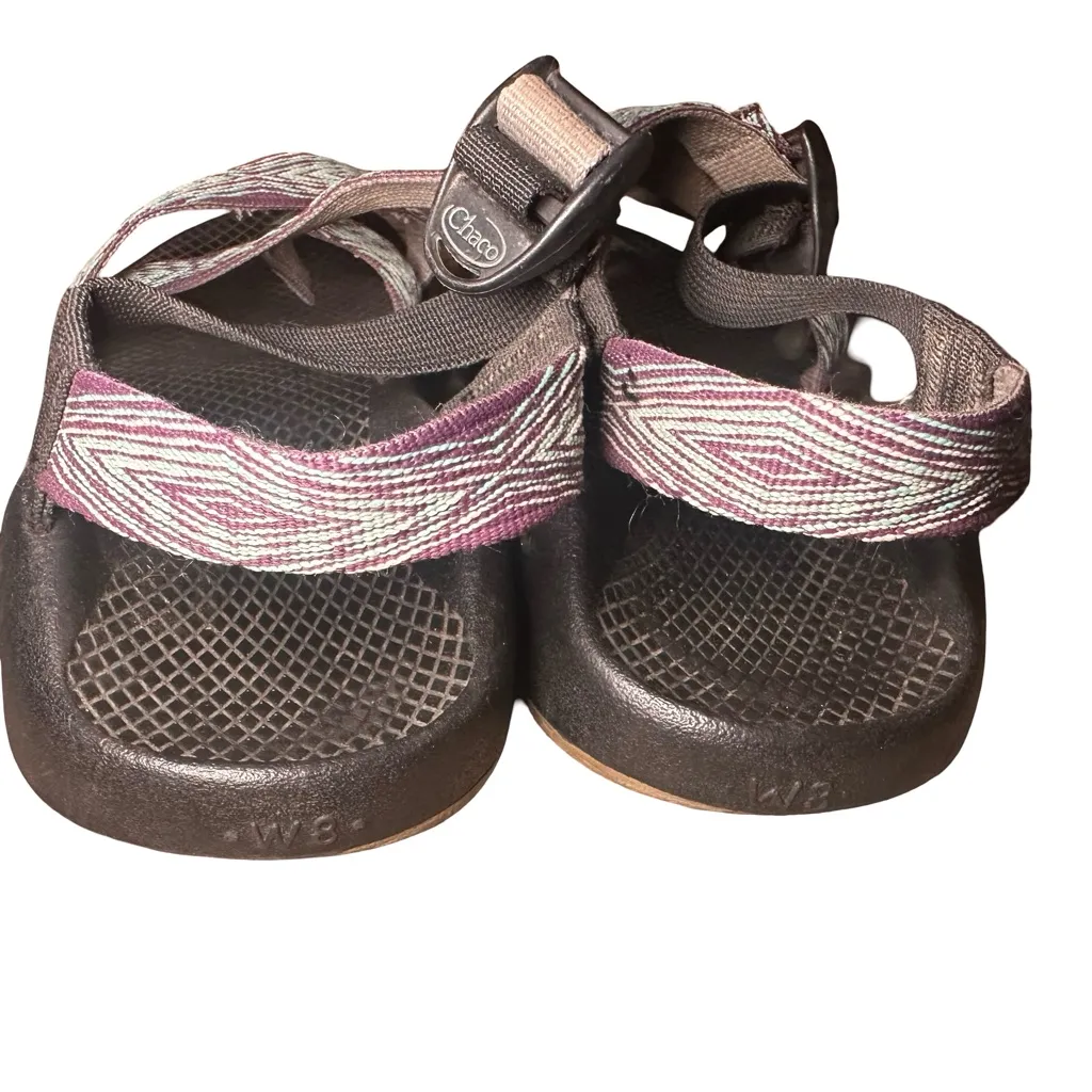 CHACO Women's Sz 9 ZX2 Classic Aqua Purple Black Strappy Water Sport Sandal - Image 3