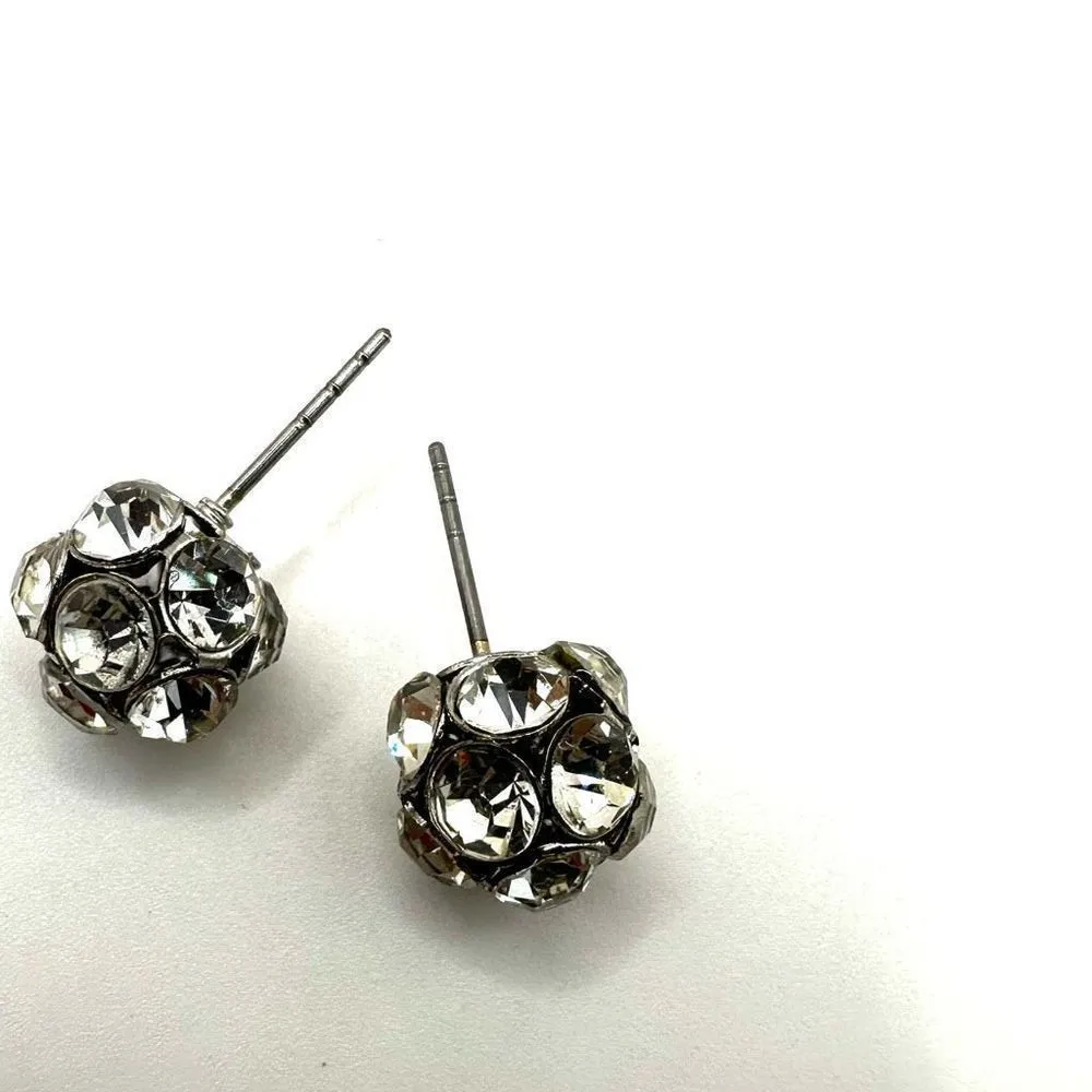 Rhinestone disco ball post earrings Silver - Image 5