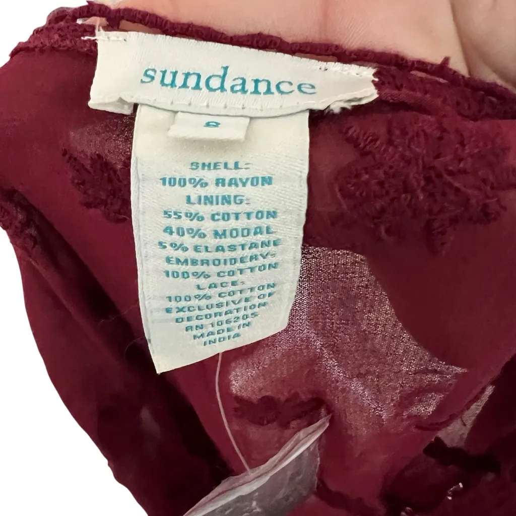 NWT SUDANCE Burgundy Embroidered Sequin Midi Dress Sz 8 Red - Image 6