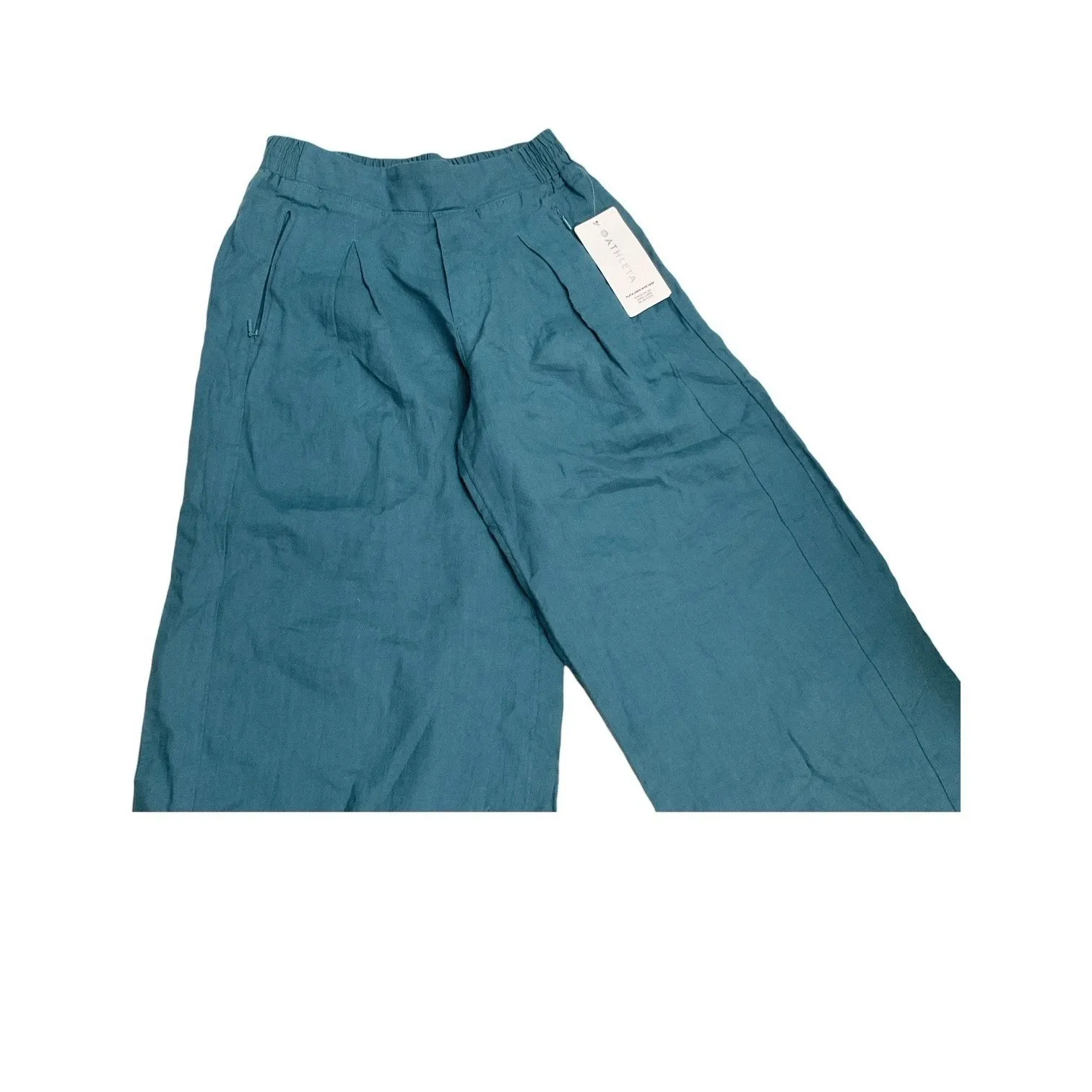 Athleta Playa Linen Wide Leg Crop Pants Womens Size 4 Teal NWT - Image 6