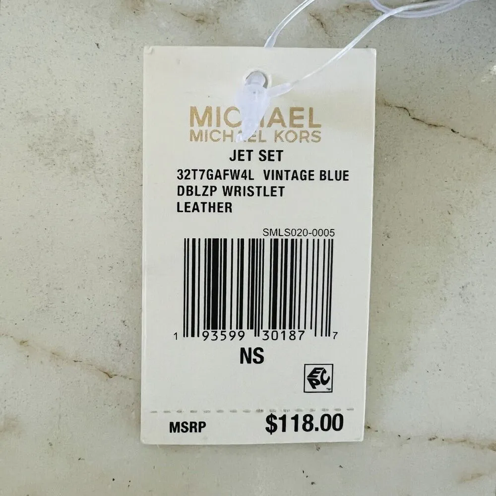 MICHAEL KORS Vintage Blue Leather Double Zip Wallet Wristlet - Image 9