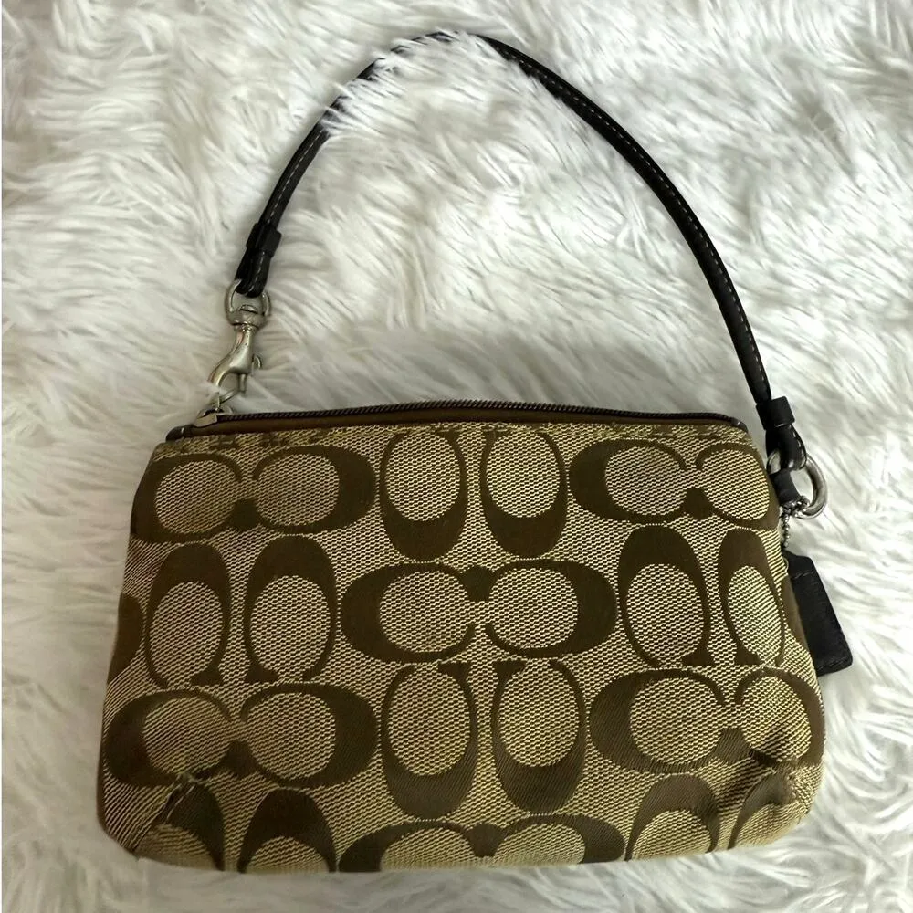 y2k COACH Turnlock Brown Signature Canvas Wristlet - Image 2
