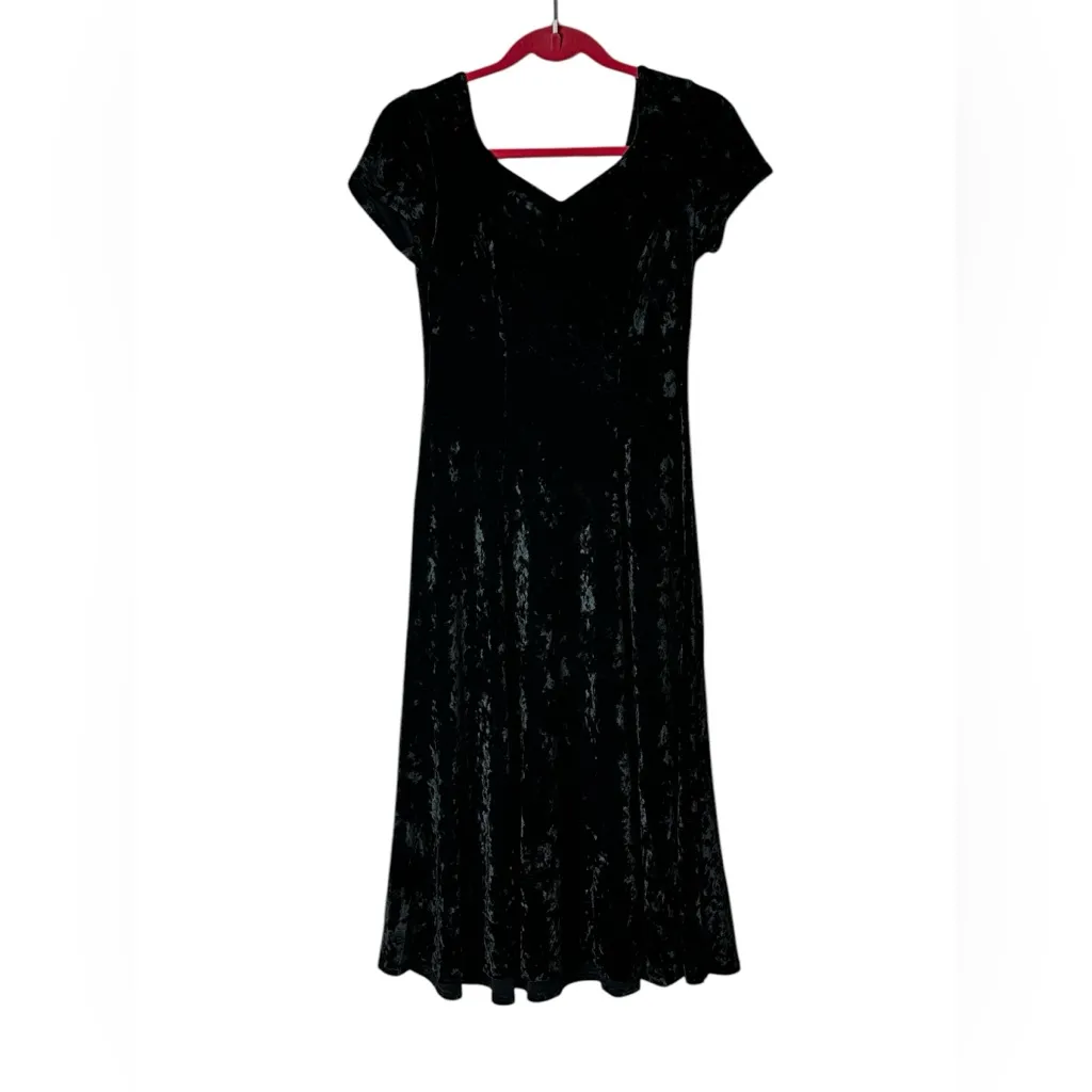 St. Michaels Black Velvet Midi Dress WhimsiGoth 90s Grunge Witchy Goth Size 8 - Image 11