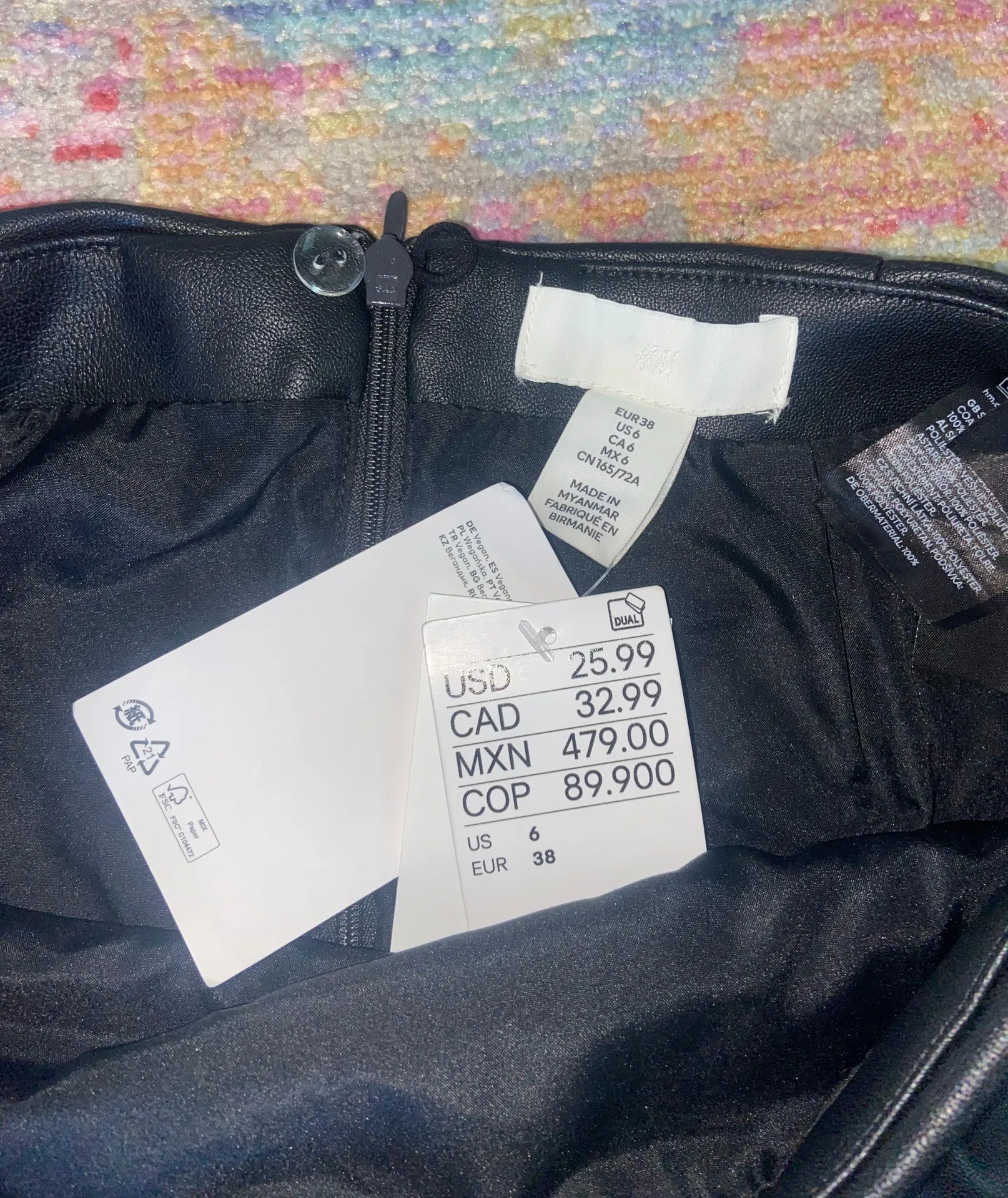 Black Faux Leather Mini Skirt - Image 3