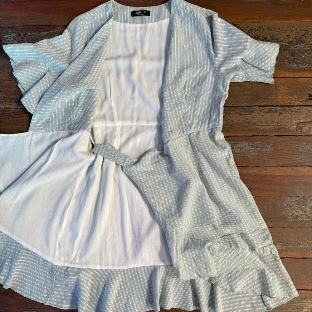 Adeline 100% Cotton Striped Wrap Dress ~ Size Medium 💚🍄 - Image 5