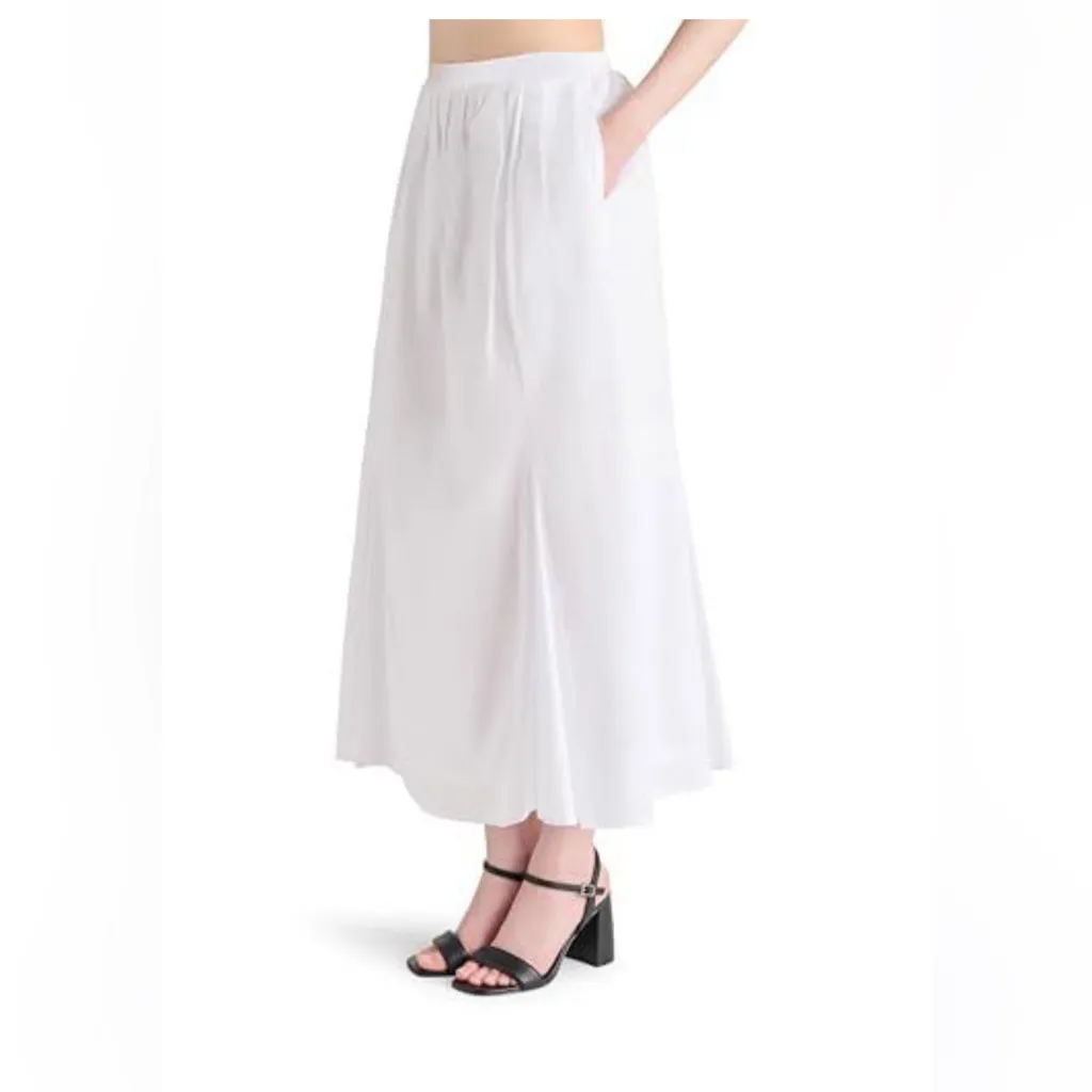 STEVE MADDEN karina elastic waist midi skirt in white- NWT Medium 100% cotton - Image 2