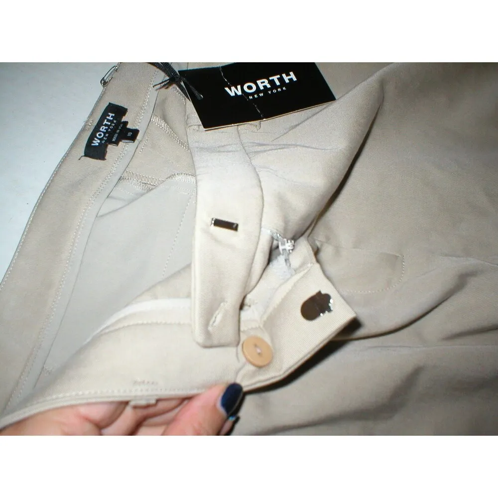 NWT Womens 10 Worth New York Slacks $378 Beige Khaki Tan Tall Twill Melbourne - Image 4