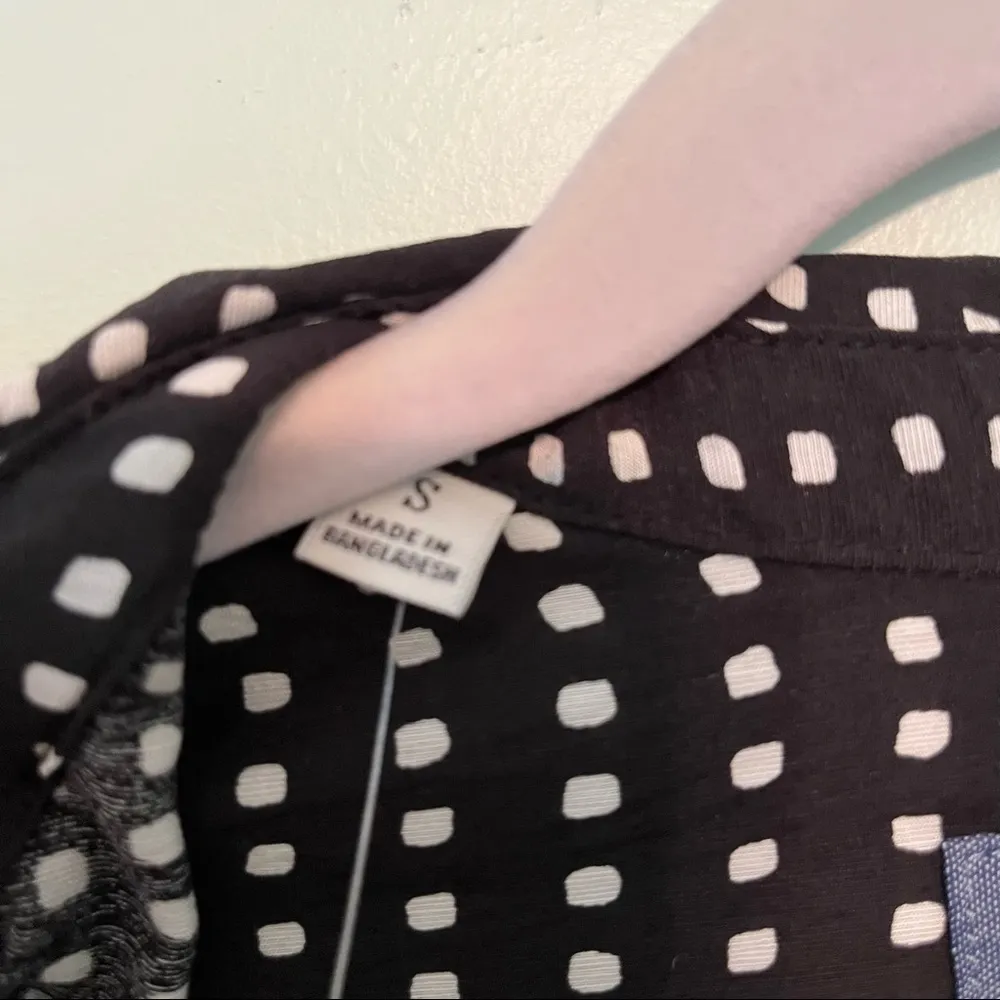 Jachs Girlfriend Top Button Down Shirt Black & White Sz S NWT Patterned GIFT! - Image 6