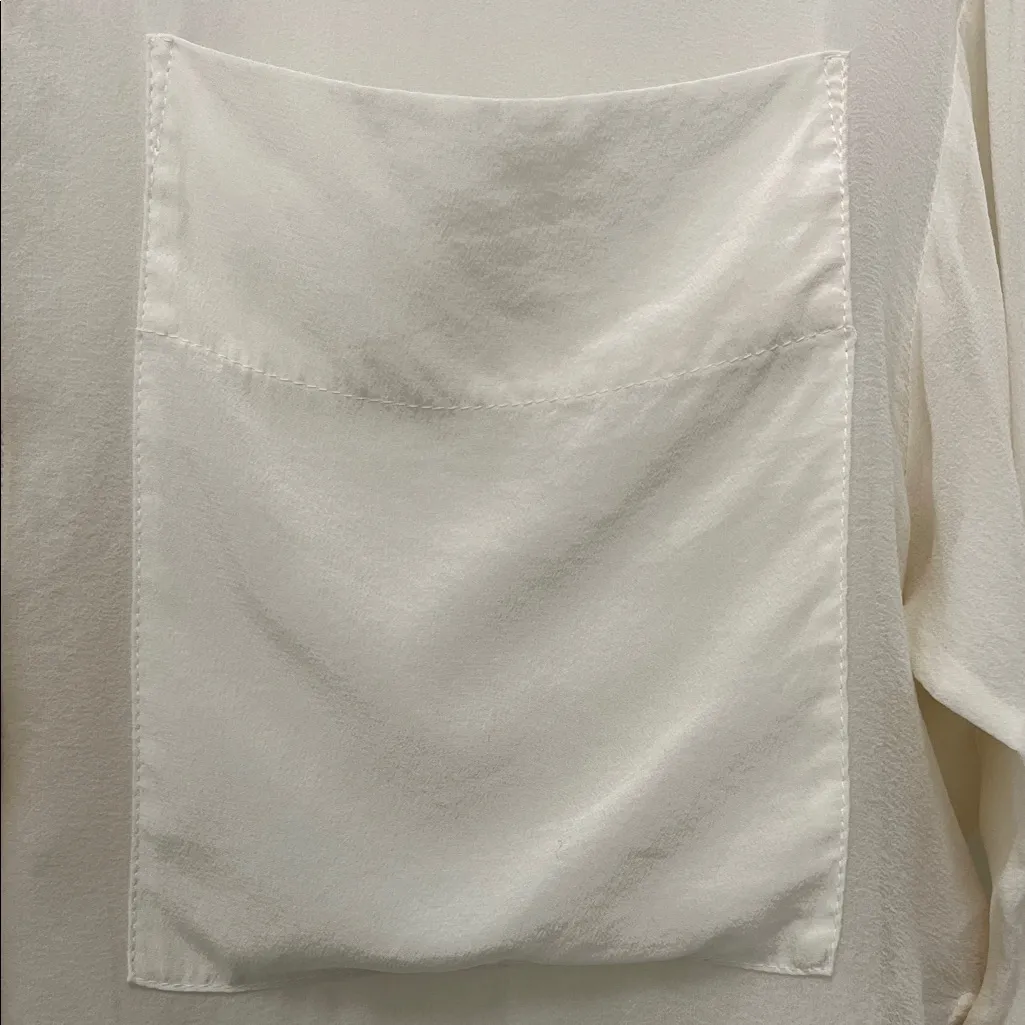 DKNY 100% Silk Sheer Organza Oversized Long Sleeve Blouse - Size Small - Image 4