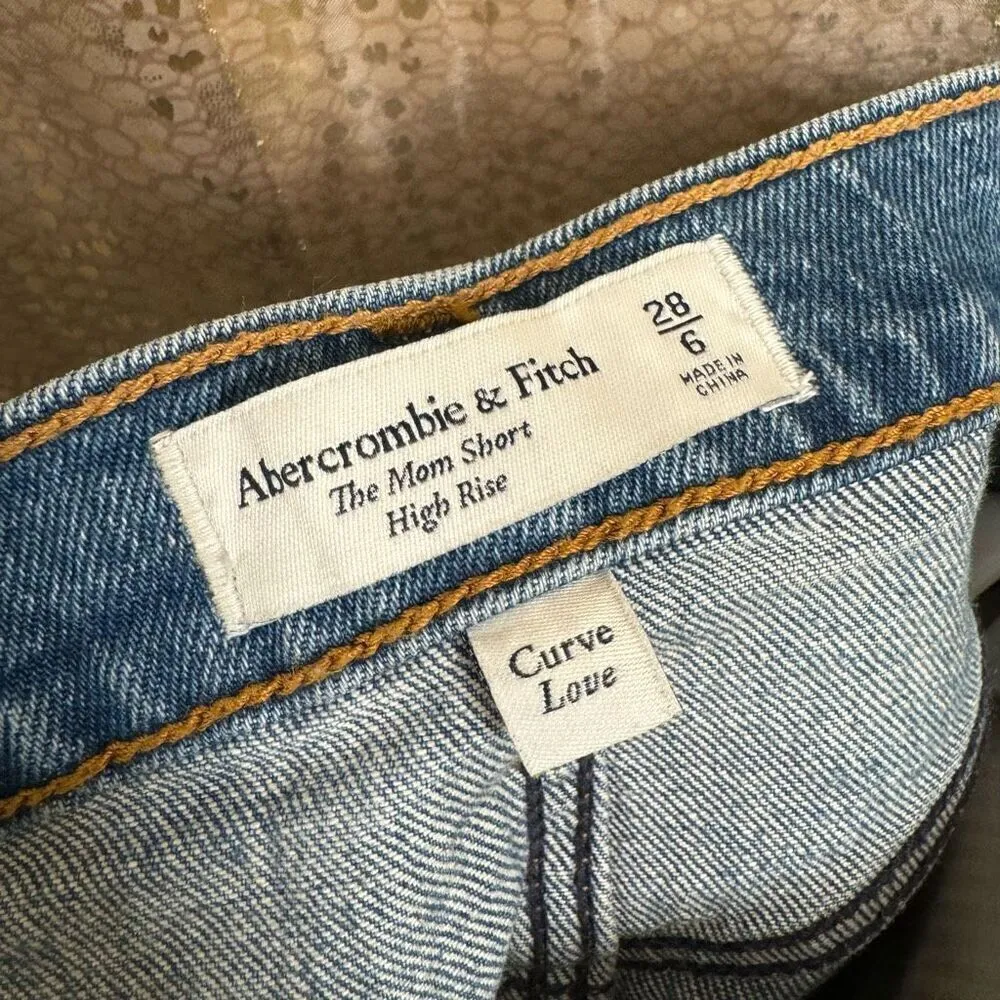 Abercrombie & Fitch Distressed High Rise Curve Love Mom Shorts 6/28 - Image 5