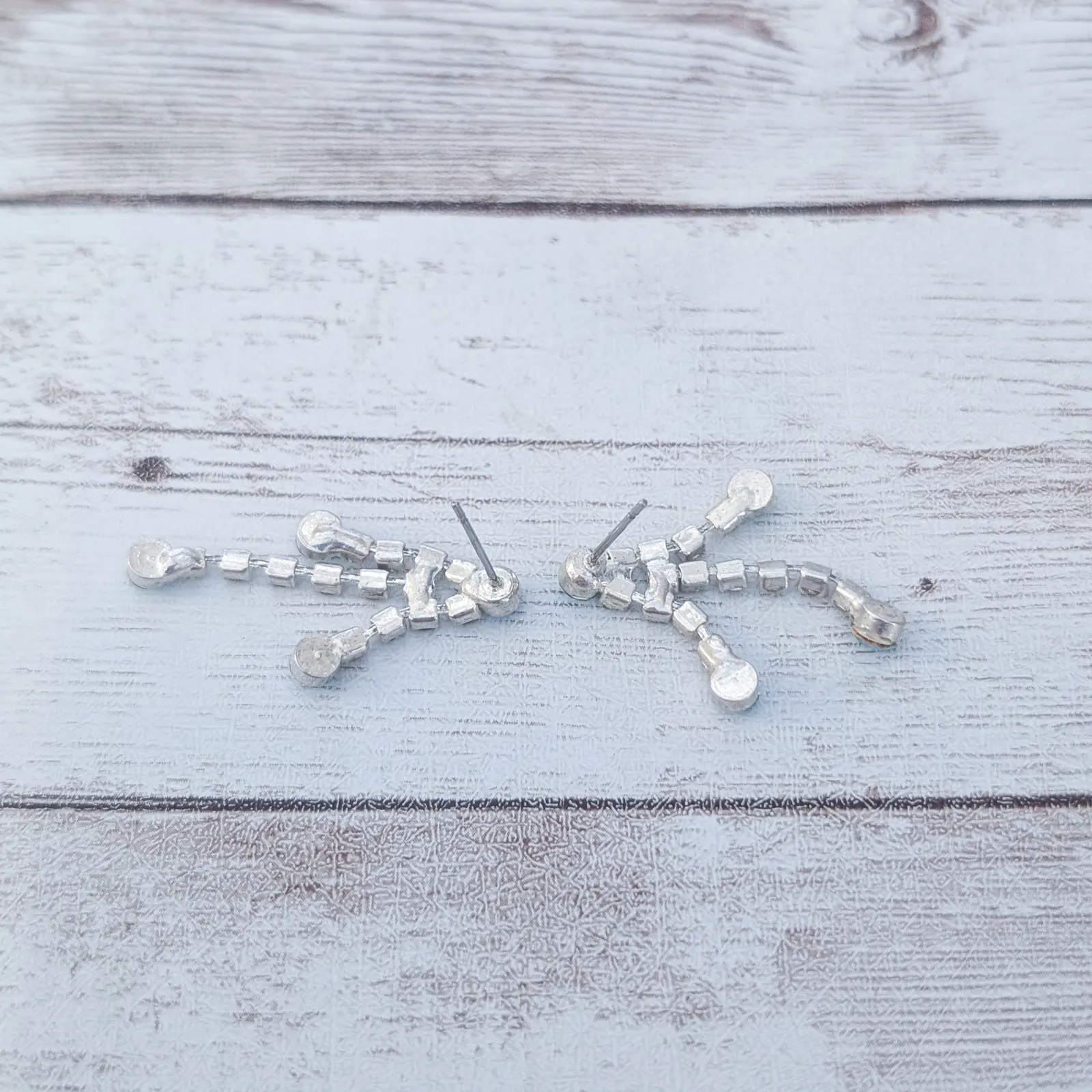 Clear Gem & Bright Blue Gem Stud Earrings - Image 5