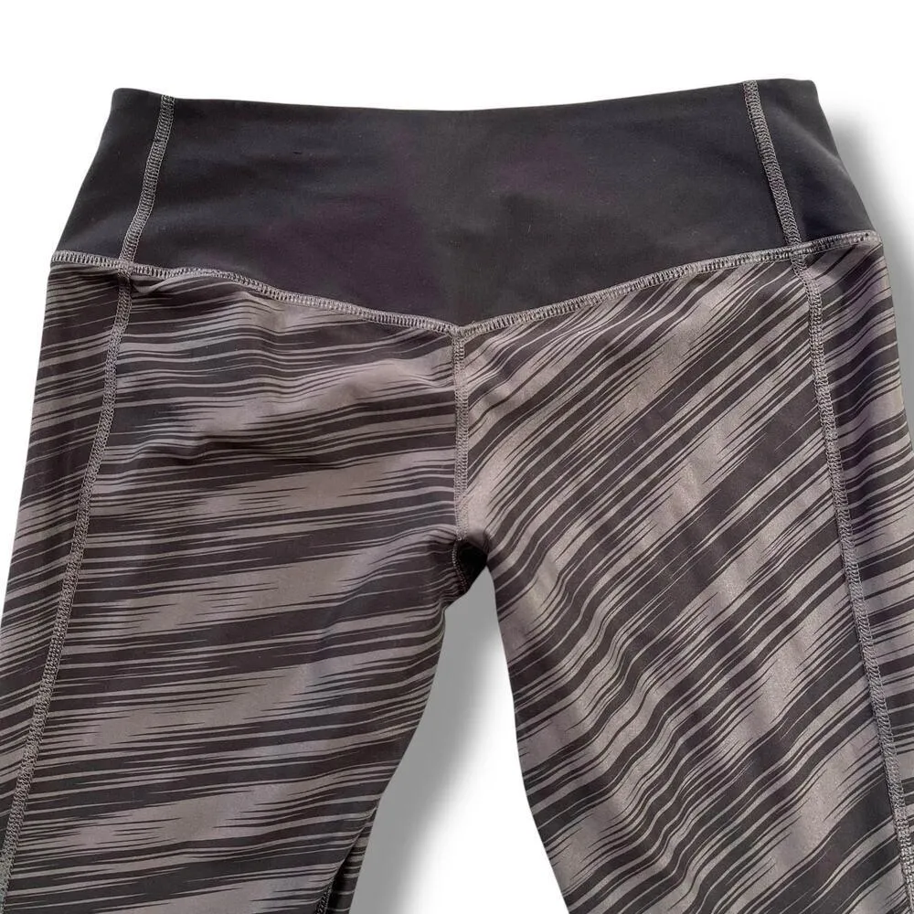 Nike Womens Dri Fit Athletic Leggings Stripes Skinny Ankle Length Black Gray Med - Image 5