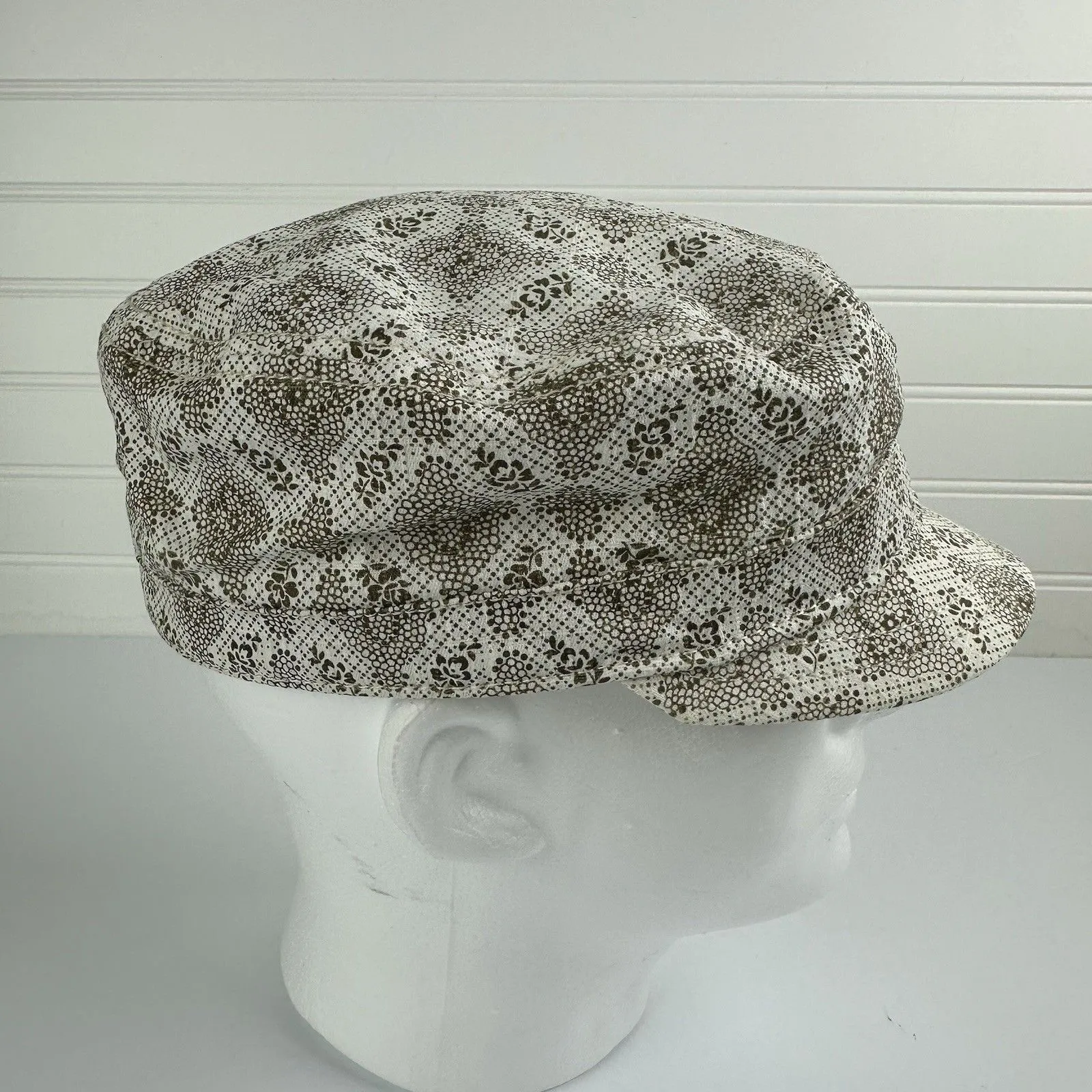 Goorin Bros Women’s Brown White Floral Y2K Newsboy Military Cadet Hat Women’s M - Image 4