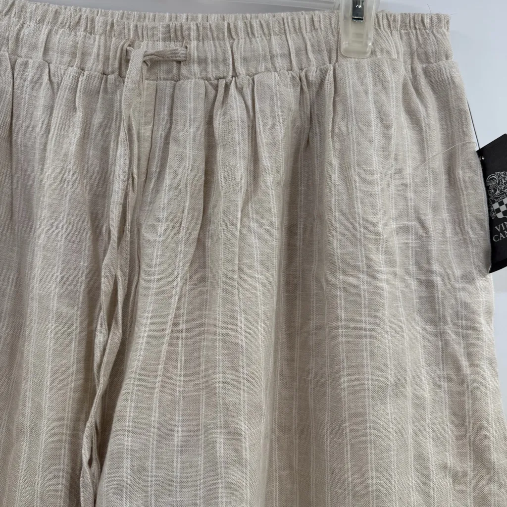 Vince Camuto Wide leg linen blend pull on drawstring pants women's Large NWT - Image 2