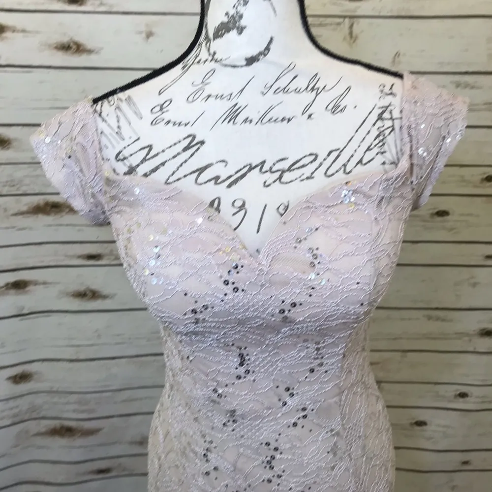Windsor Lace Sequin Cream Mermaid Prom Dress - Image 2
