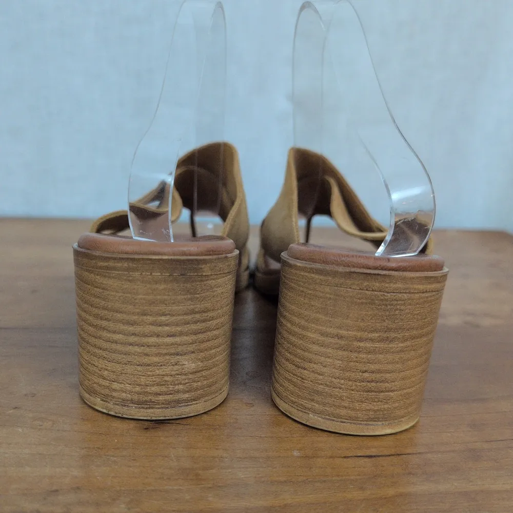 Mila Paoli Italian Made Suede Upper Heeled Sandals Size 9 Brown - Image 6