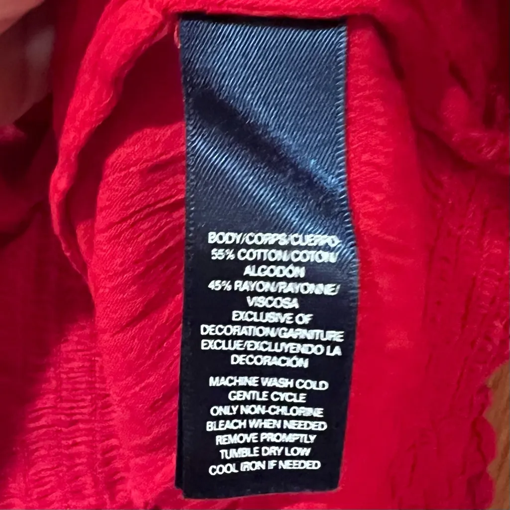 Chaps by Ralph Lauren Eyelet Tassle Tie Puff-Sleeve Peasant Top in‎ Yacht Red XL - Image 15