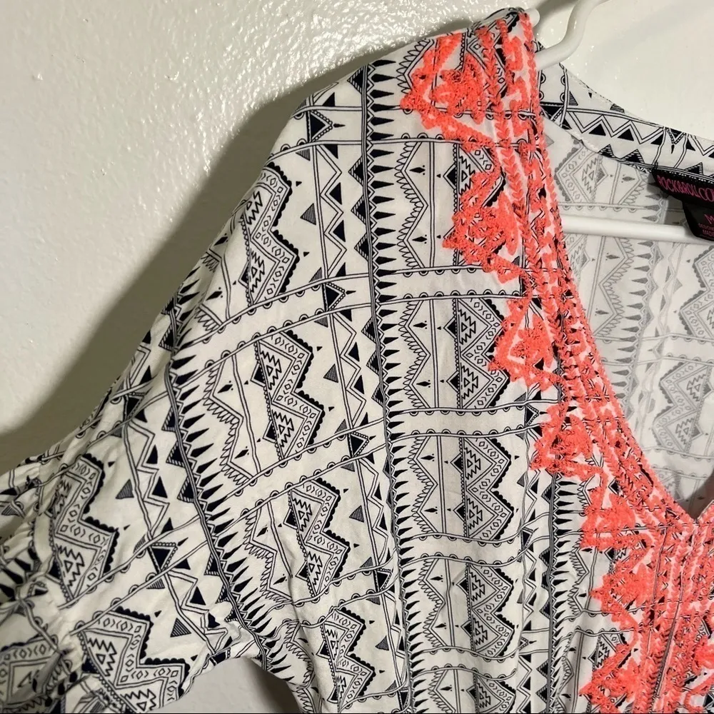 Rock & Roll Cowgirl Boho Dress White Geometric - Image 6