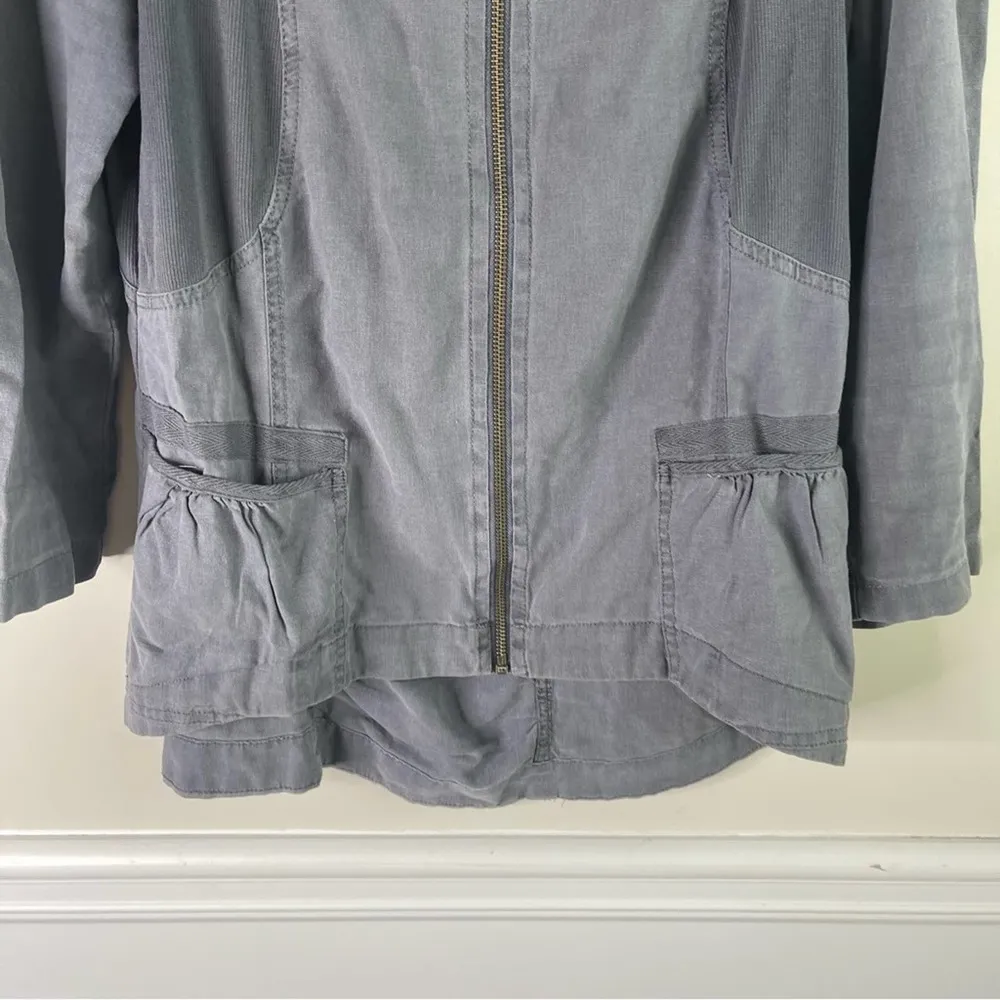 XCVI linen blend gray blue zip up‎ jacket size medium lagenlook - Image 2