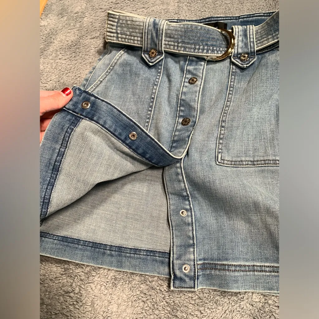 White House black market Denim Button-Front Skirt 2 - Image 5