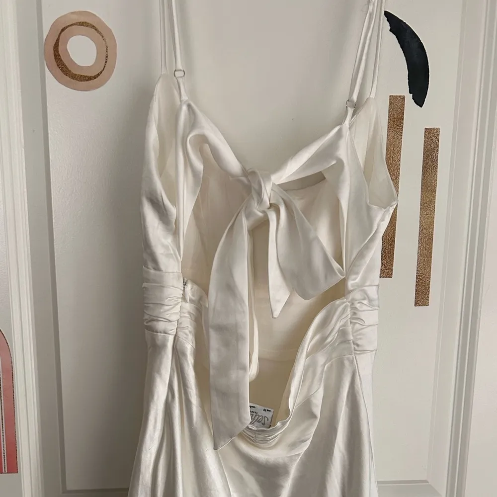 ABBY CAMI STRAP GATHERED BUST FRONT SPLIT MIDI DRESS WHITE - Image 8