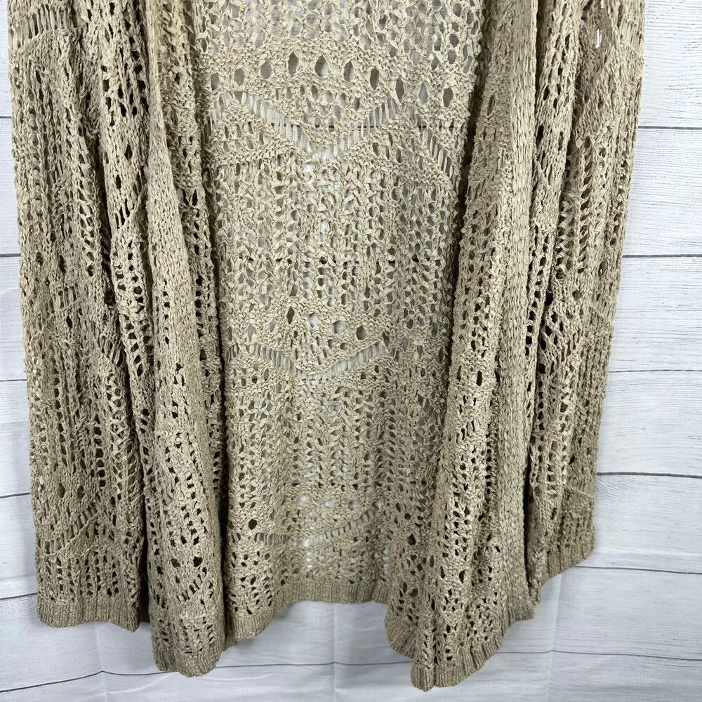 Back in the Saddle Womens Large Open Knit Crochet Cardigan Western Bohemian - Image 5