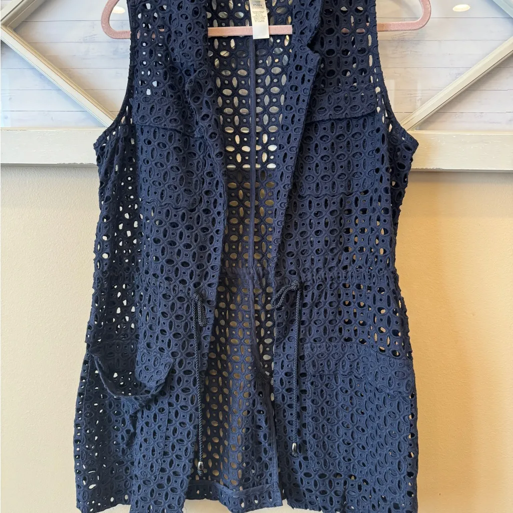 Chico’s Blue Eyelet Vest Jacket size‎ 0 - Image 3