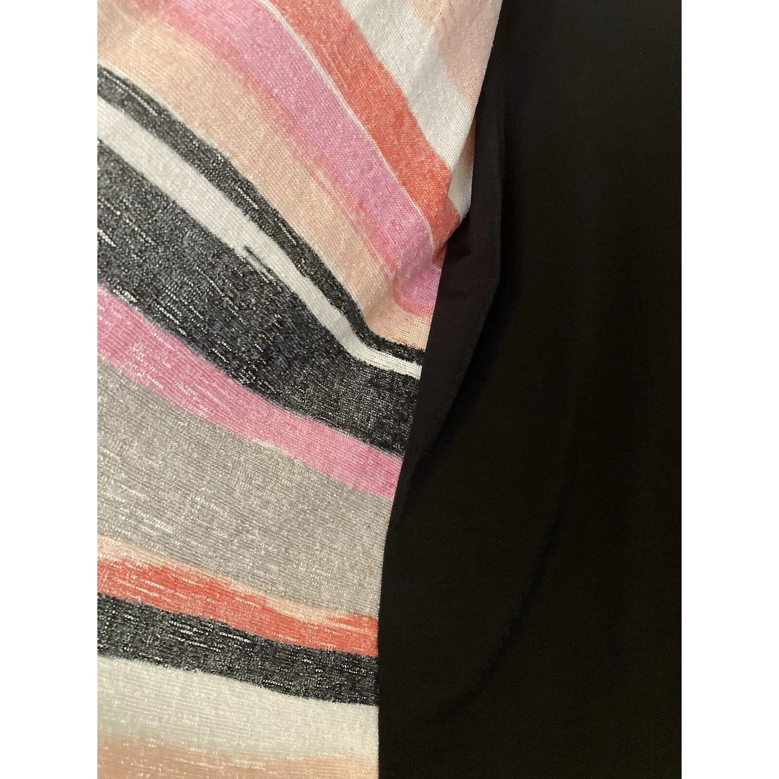 Striped Blouse Size L Pink Peach Tan Black Built In Cami Career Office Workwear - Image 3