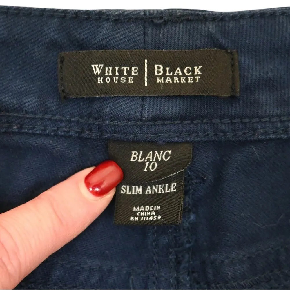 WHBM Womens 10 Navy Blue Slim Ankle Jean - Image 9