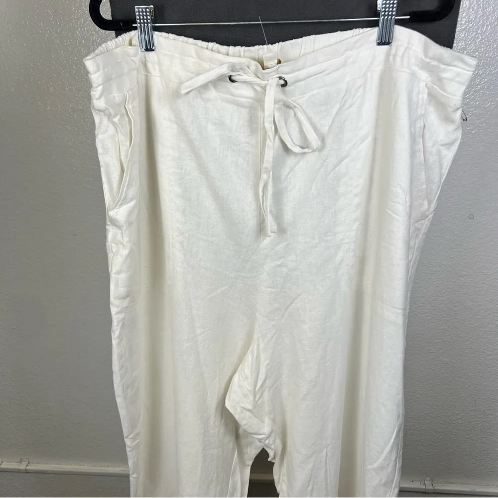 Cynthia Rowley White Linen Blend Relaxed Pants - Image 4