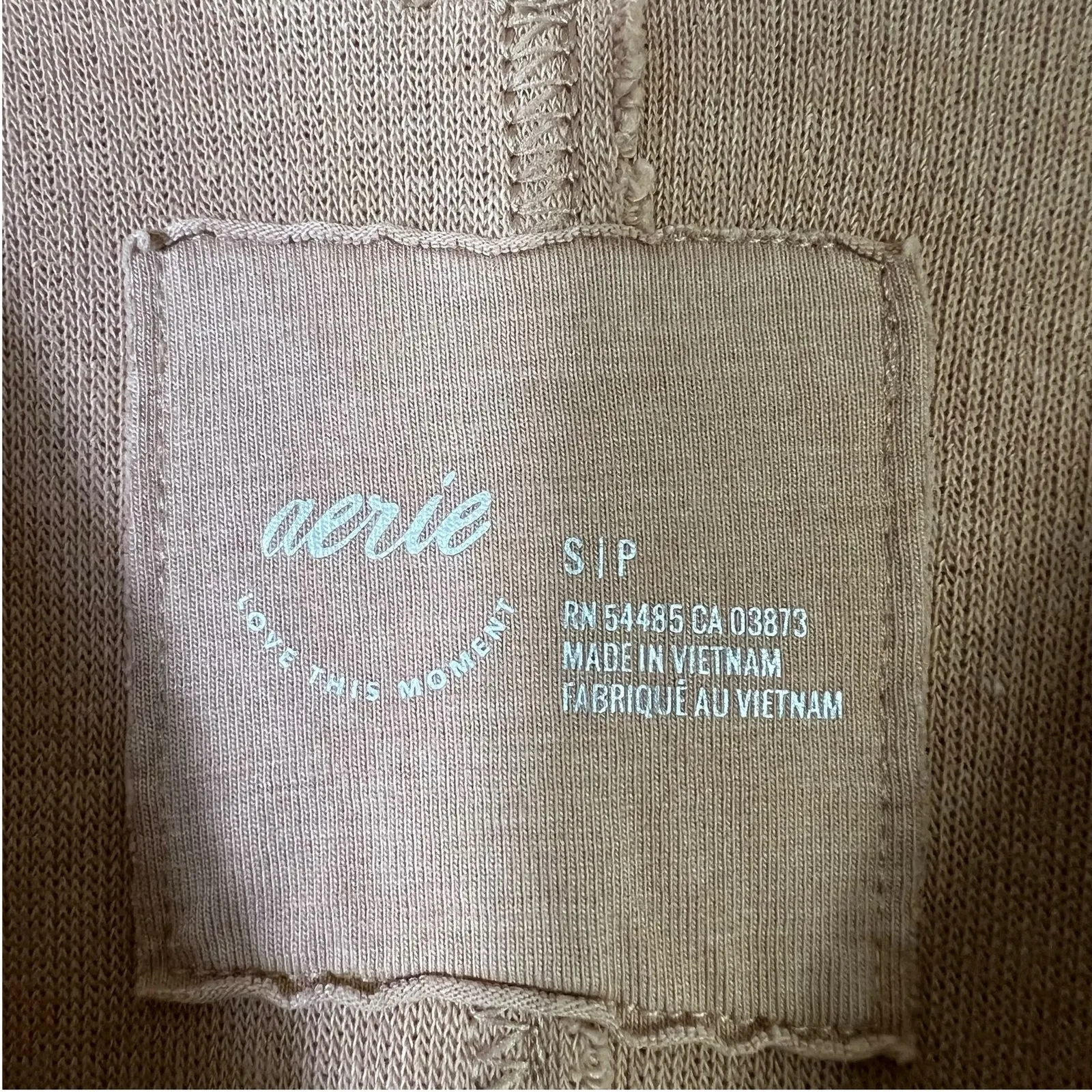 Aerie Wonder Textured V-Neck Long Sleeve Sweatshirt Womens S Brown Clean Girl - Image 6