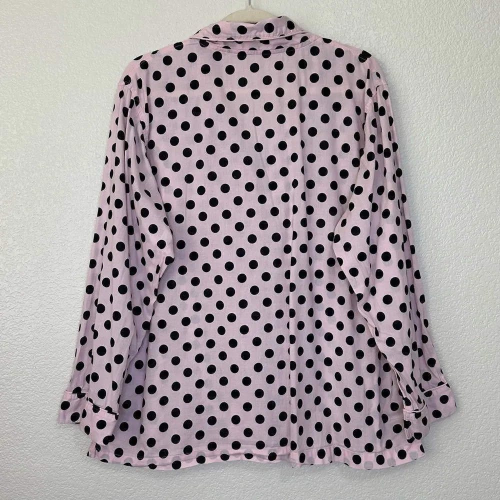 Victoria’s Secret Pink Black Polka Dot Button Down Pajama Top - Image 5