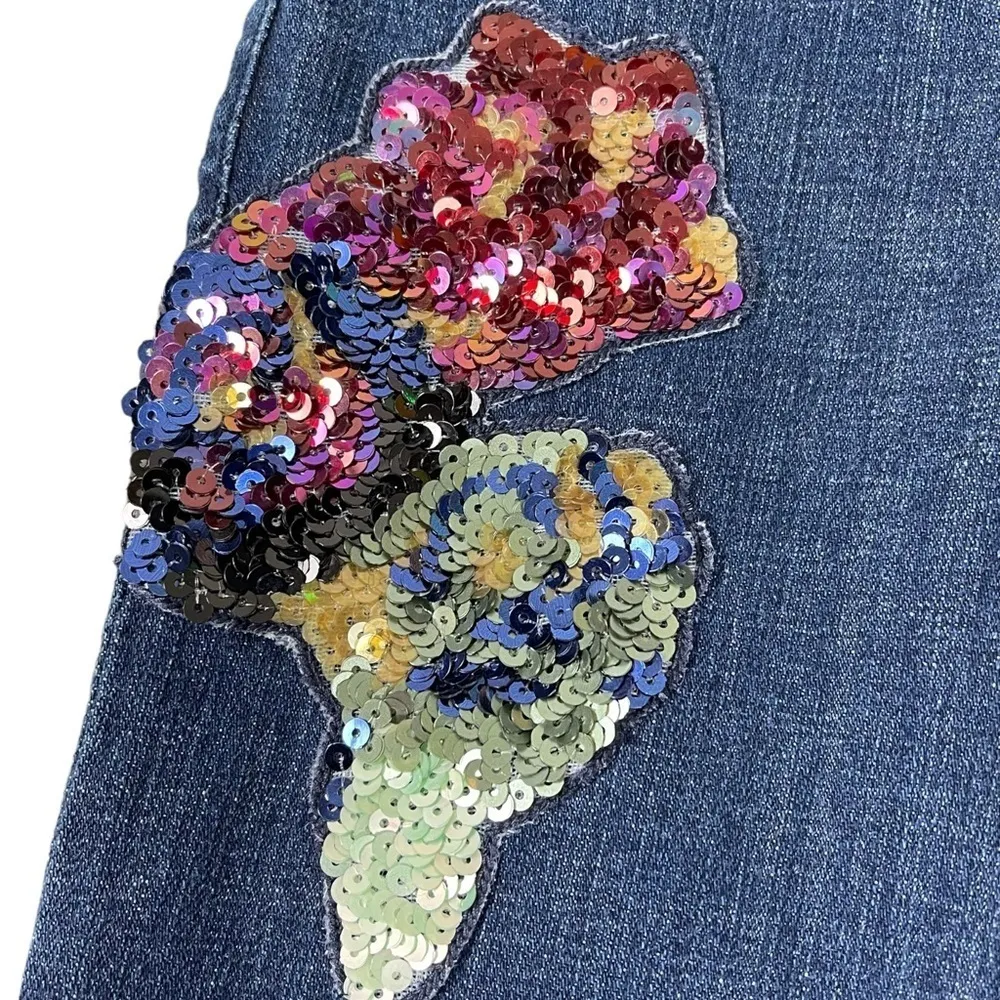 Anthropologie Pilcro and the Letterpress Floral Sequin Slim Boyfriend Jeans 25 - Image 8