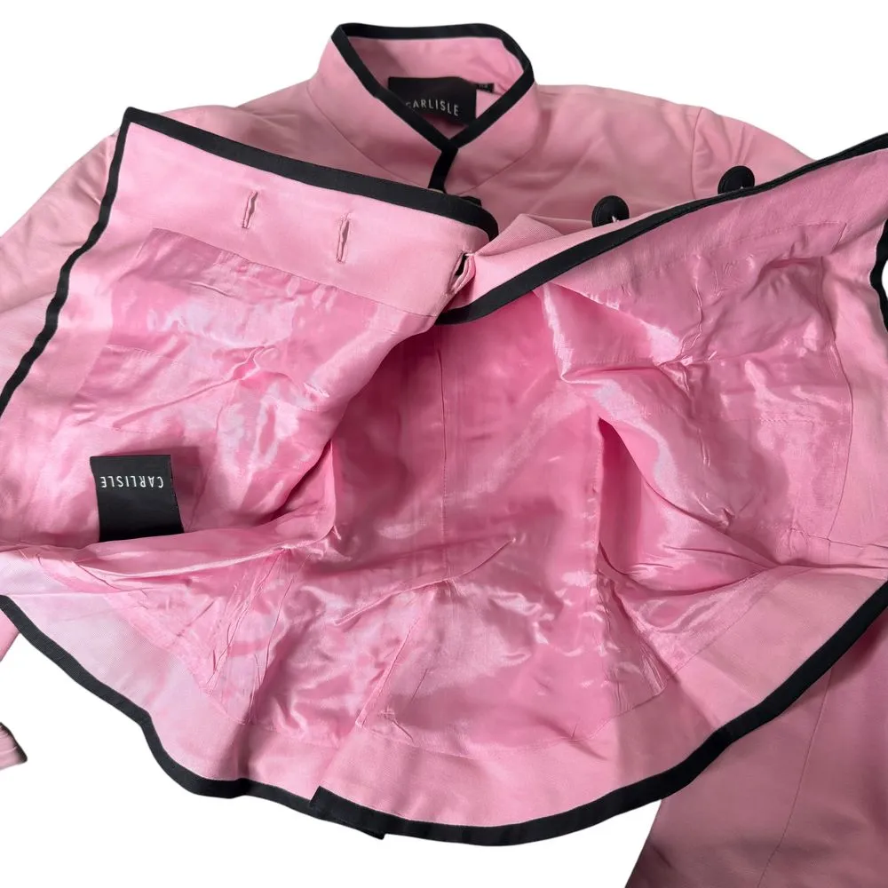 Carlisle Pink Blazer Mandarin Collar Suit‎ Jacket Women Size 10 Peplum Statement - Image 7