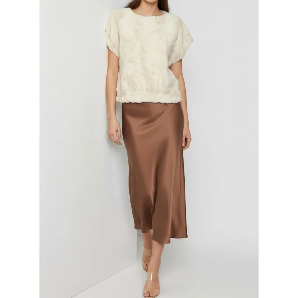 MAEVE x ANTHROPOLOGIE Faux Fur Tee, Cream, XL - Image 4