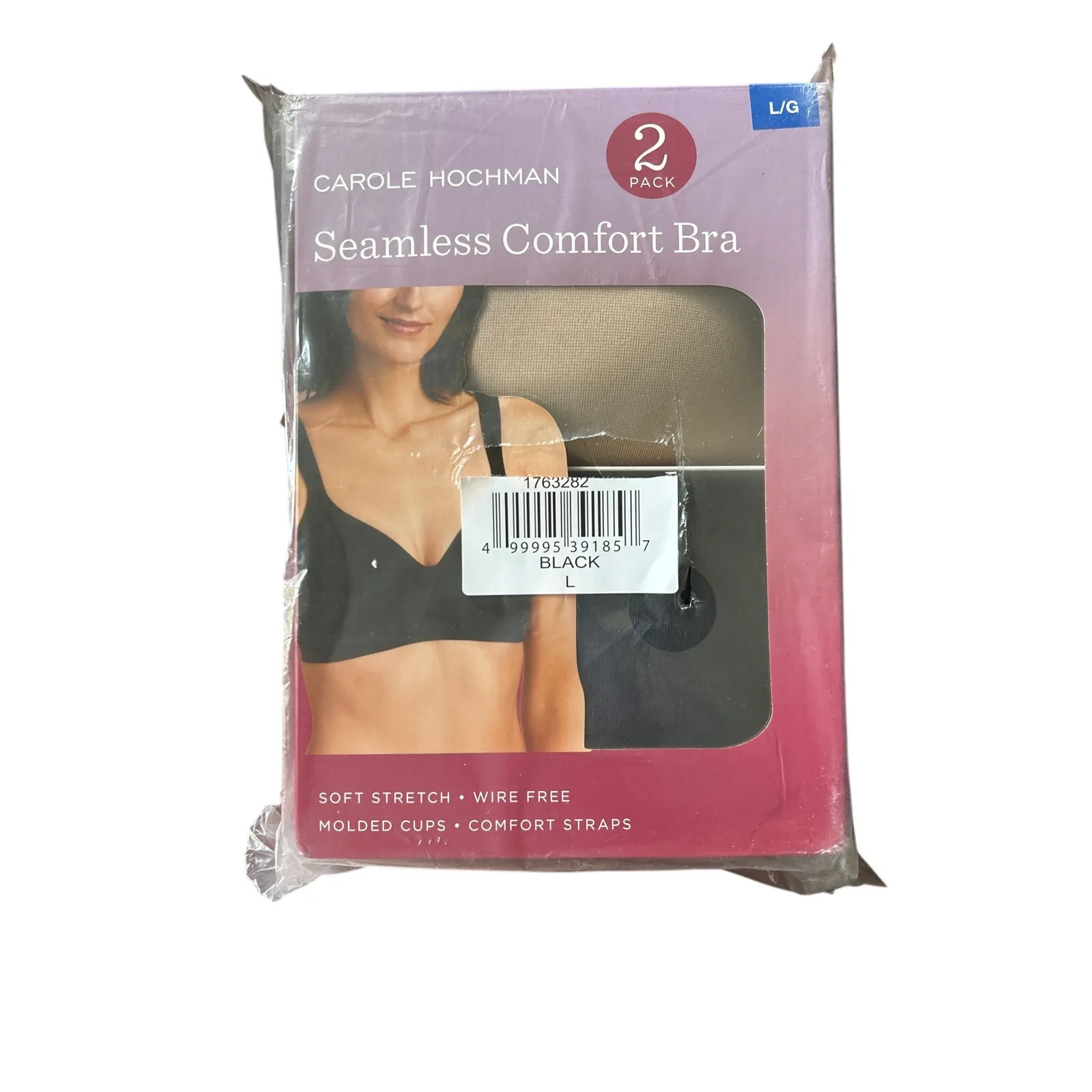 Carole Hochman Womens 2 Pack Tan and Black Seamless Comfort Bra Large - Image 3