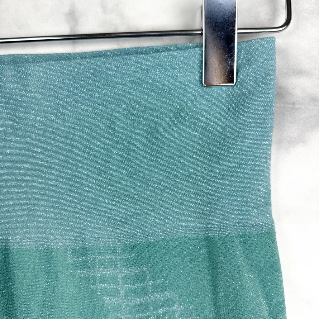 Wolford Shiny Grid Leggings Metallic Ice Jade Silver Athleisure Glam Designer S Blue - Image 6