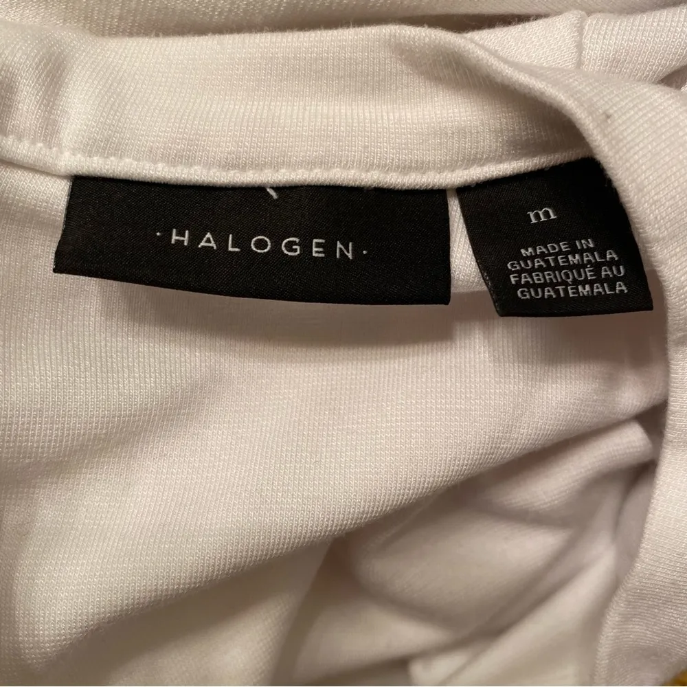Halogen|| White long sleeve top with black bow on shoulder. - Image 10