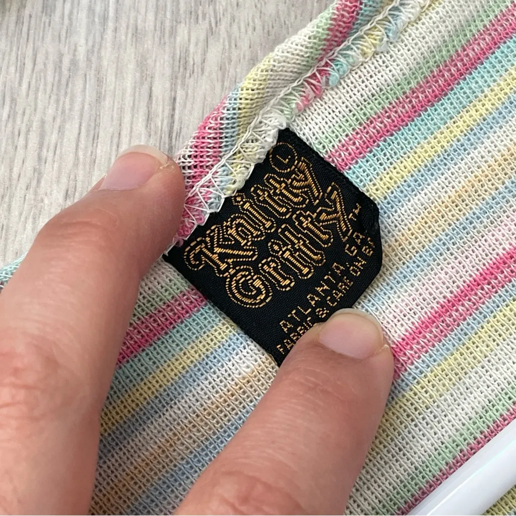 Vintage Striped Tshirt pastel womens large y2k 90s casual kidcore knitty gritty Pink - Image 2